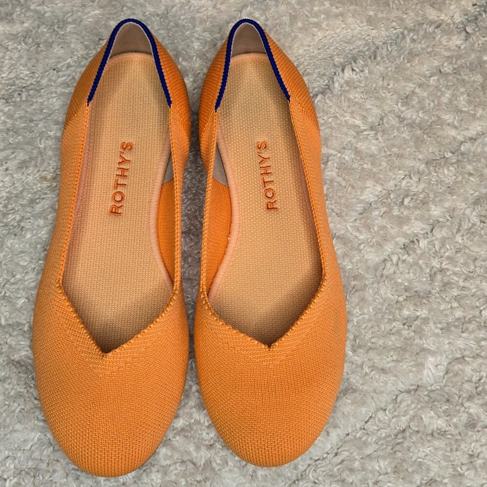 Rothy’s Tangerine Orange Round Toe Flats Slip On Size 7.5